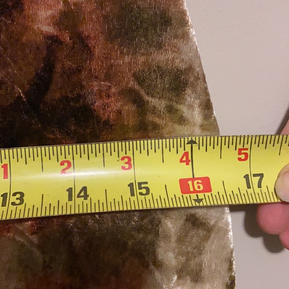 Long Sleeve Velvet Feel Cream & Rust Flowy Short Dress Open Shoulder W/ Pockets - Picture 10 of 10